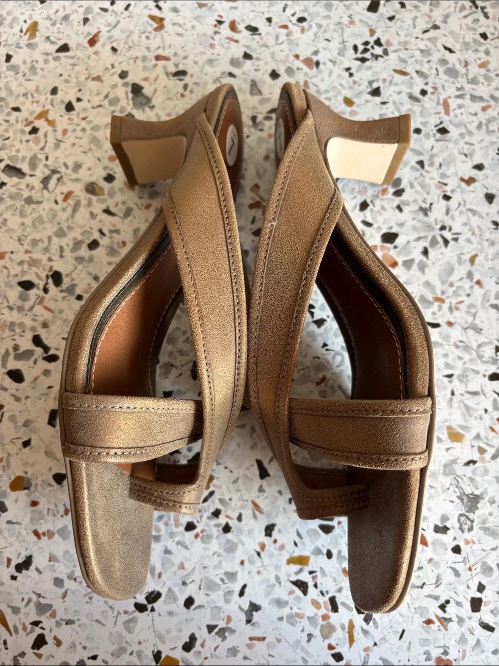 Donald J. Pliner Gold Metallic Crossover Slide Heels